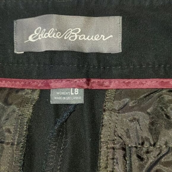 Eddie Bauer Curvy Fit Spandex Black Pocketed High Rise‎ Zippered Sz 8L Pants - Picture 2 of 11